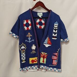 Quacker Factory Blue Nautical Cardigan